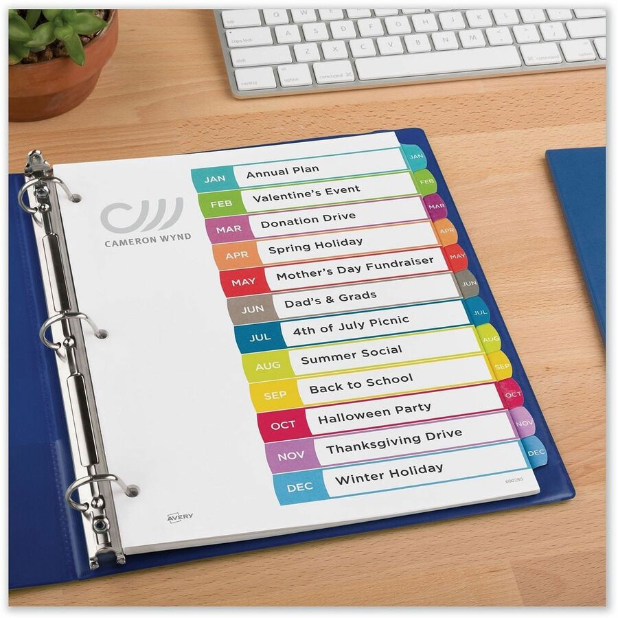 Avery&reg; Ready Index&reg; Customizable Table of Contents Dividersfor Laser and Inkjet Printers, Jan-Dec tabs, 1 set - 11847