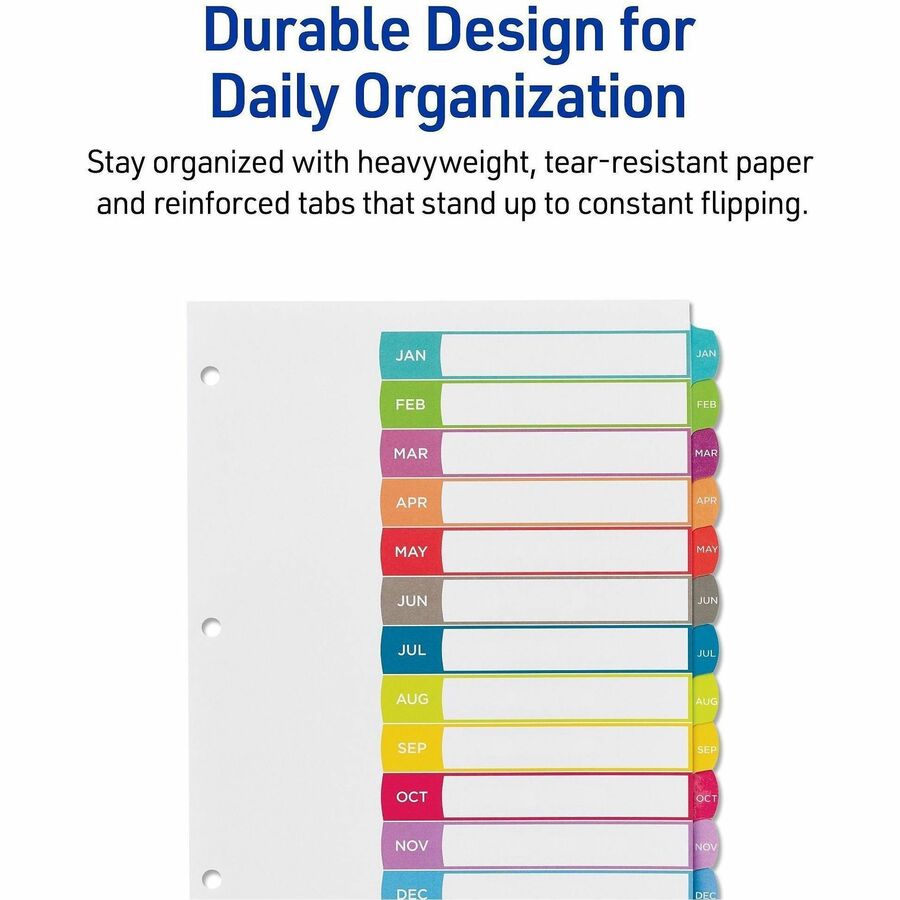 Avery&reg; Ready Index&reg; Customizable Table of Contents Dividersfor Laser and Inkjet Printers, Jan-Dec tabs, 1 set - 11847
