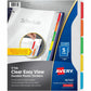 Avery&reg; Clear Easy View Durable Plastic Dividers5 tabs, 1 set