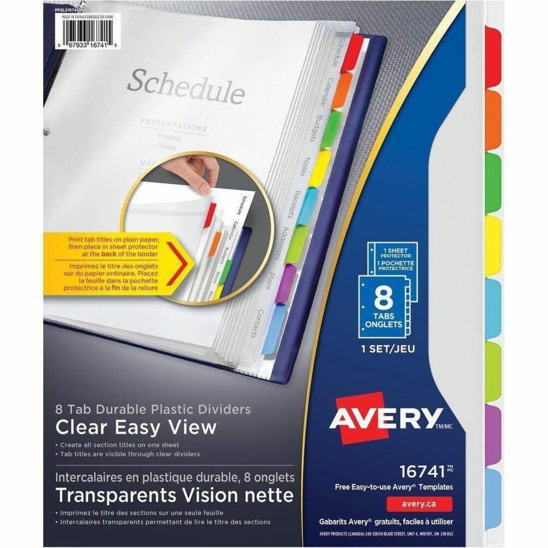 Avery Clear Easy View Durable Plastic Dividers 8 tabs