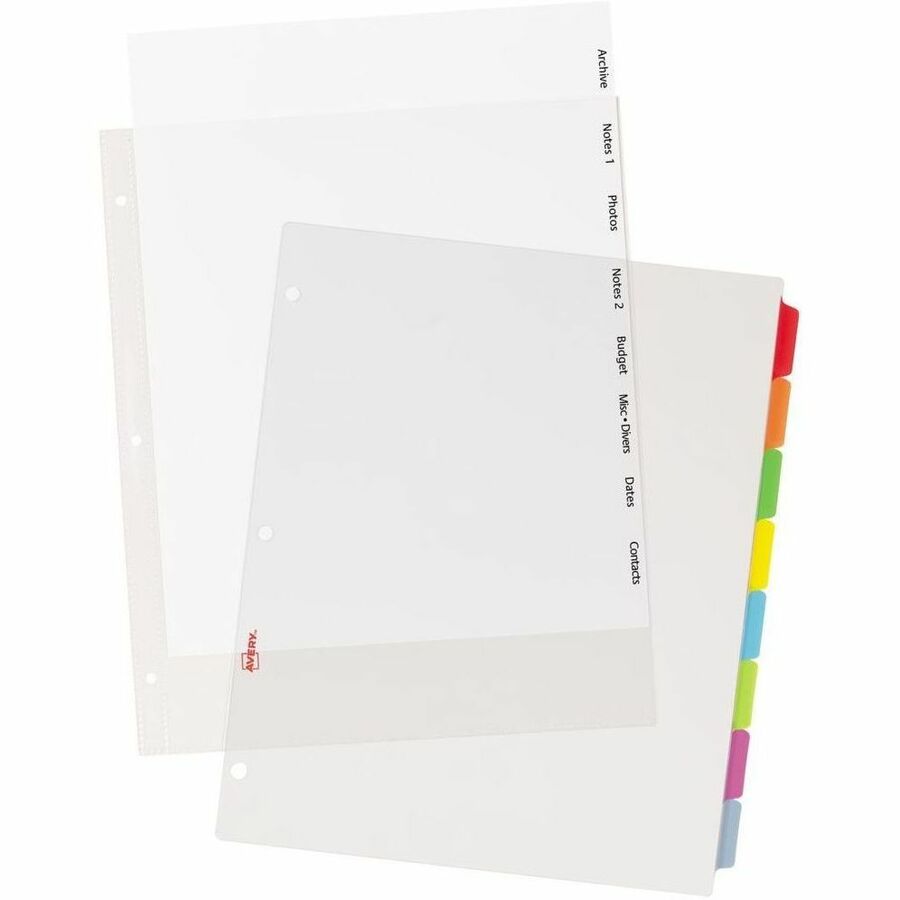 Avery Clear Easy View Durable Plastic Dividers 8 tabs - 16741