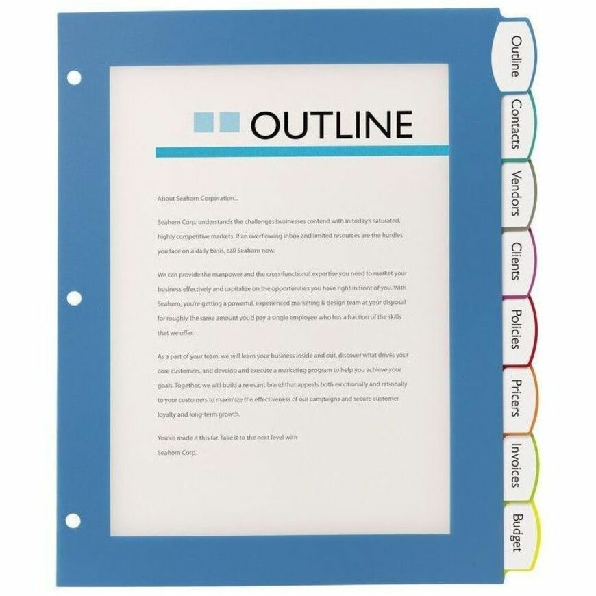 Avery Big Tab™ UltraLast™ Plastic Dividers for Laser and Inkjet Printers, 8 tabs - 24901