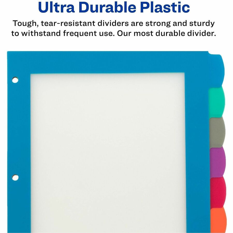 Avery&reg; Big Tab™ UltraLast™ Plastic Dividers for Laser and Inkjet Printers, 8 tabs - 24901