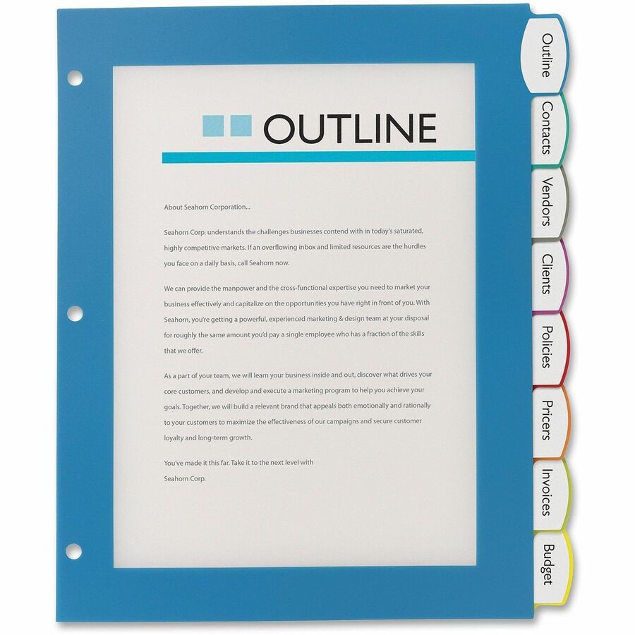 Avery&reg; Big Tab™ UltraLast™ Plastic Dividers for Laser and Inkjet Printers, 8 tabs - 24901