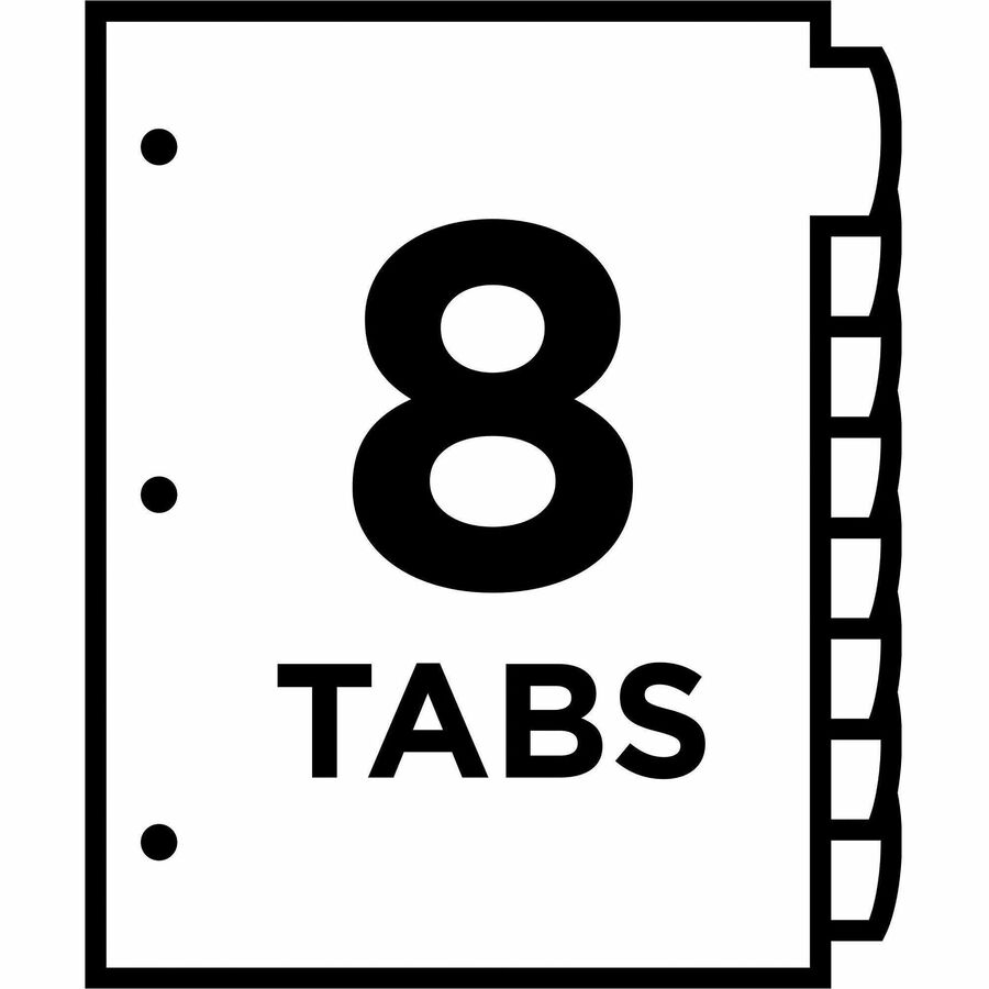 Avery&reg; Big Tab™ UltraLast™ Plastic Dividers for Laser and Inkjet Printers, 8 tabs - 24901