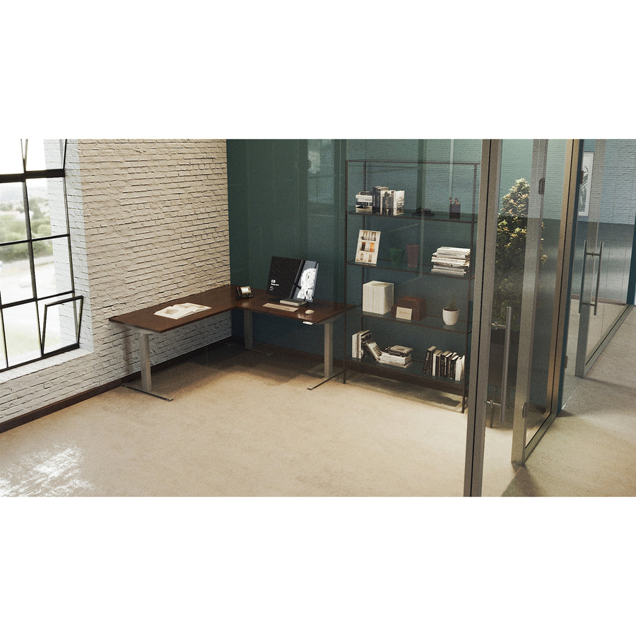Lorell Electric Height-Adjustable Mahogany Knife Edge Tabletop - 59609