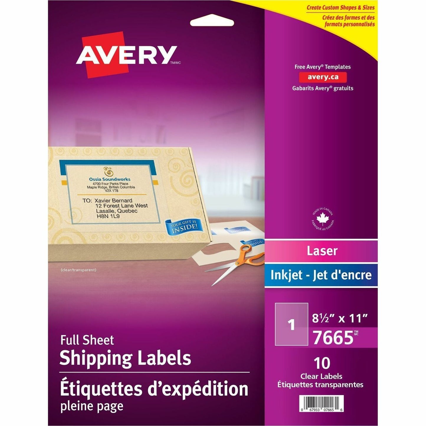 Avery&reg; Rectangle Clear Labels8-1/2" x 11" , for Laser/Inkjet Printers