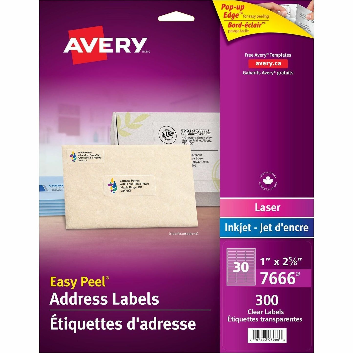 Avery&reg; Rectangle Clear Labels with Easy Peel&reg;1" x 2-5/8" , for Laser/Inkjet Printers