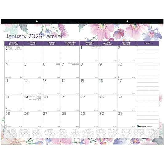 Blueline Passion Monthly Desk Pad Calendar, 22" x 17" , Bilingual