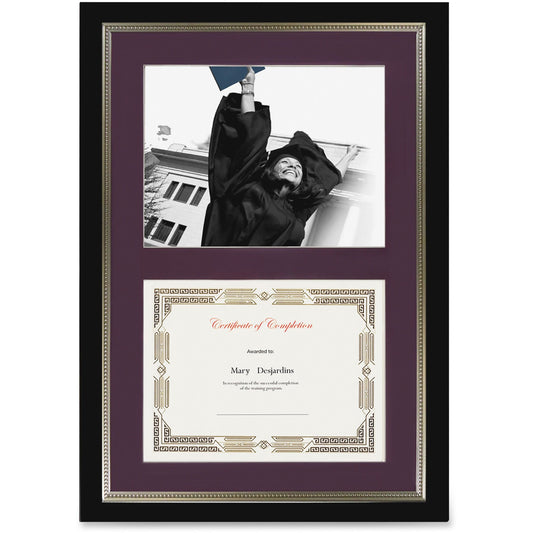 St. James&reg; Dual Certificate Frame/Diploma Frame/Document Frame, Black w/ Burgundy Double Mat, 23¼ x 16¼" (59 x 41cm)