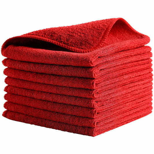 Rubbermaid Commercial r-40 Recycled Microfiber Cloths, 12"x12" , Red, 24-Pack
