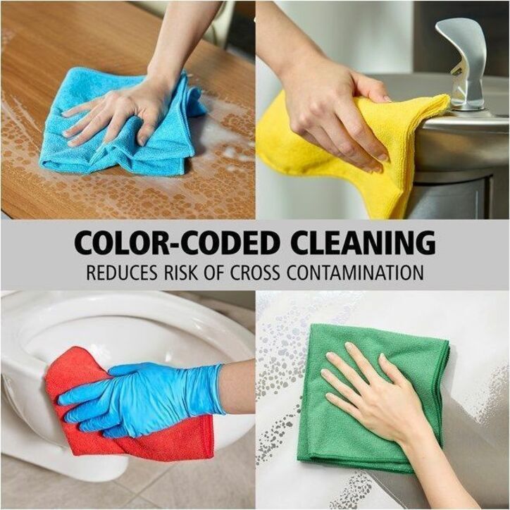 Rubbermaid Commercial r-40 Recycled Microfiber Cloths, 12"x12" , Red, 24-Pack - 1820577