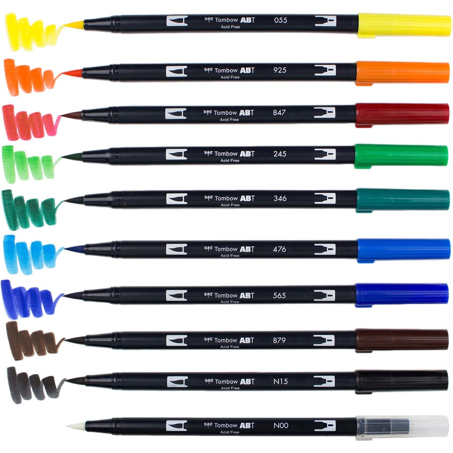 Tombow Dual Brush Art Pen 10-piece Set - Primary Colours - 56167