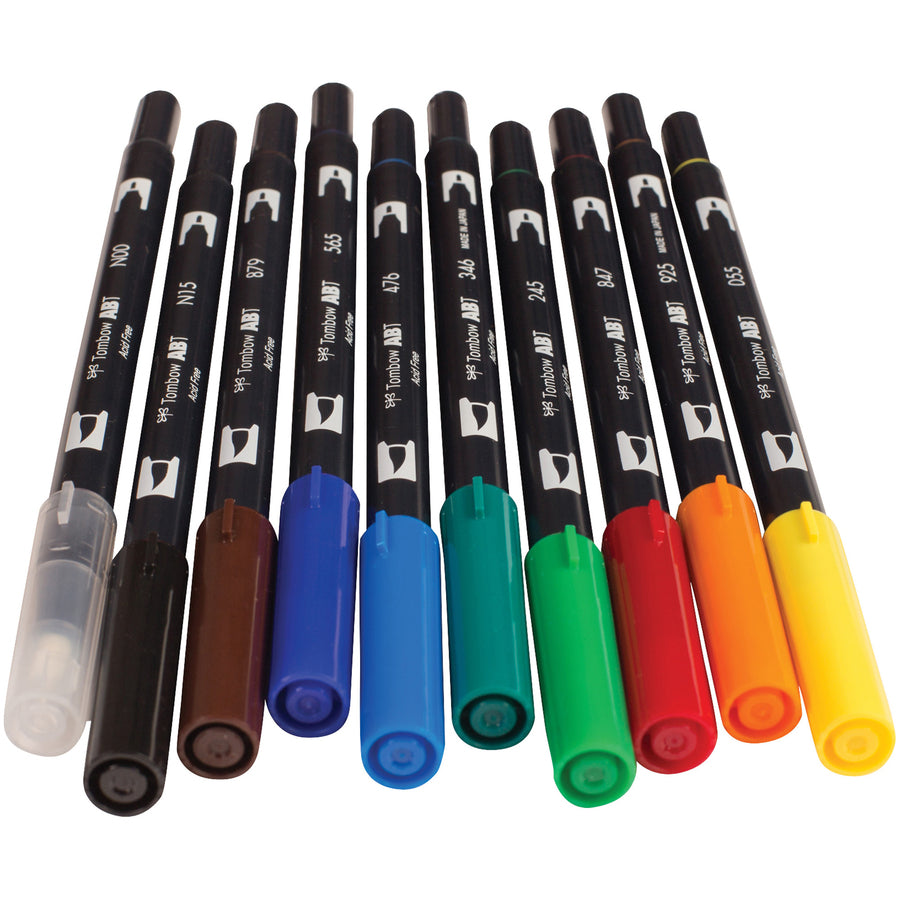 Tombow Dual Brush Art Pen 10-piece Set - Primary Colours - 56167