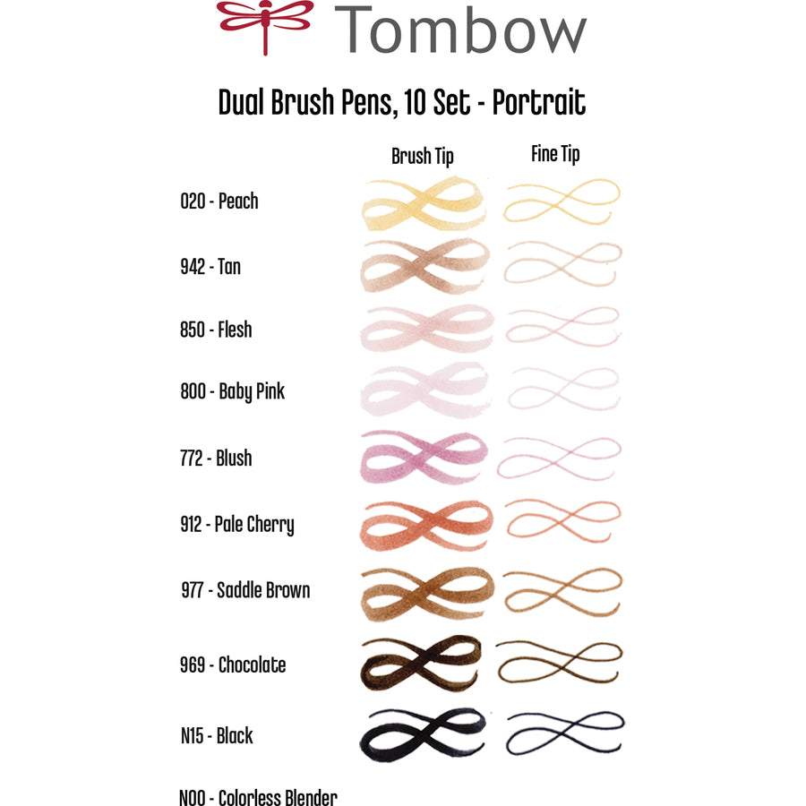 Tombow Dual Brush Art Pen 10-piece Set - Portrait Colours - 56170