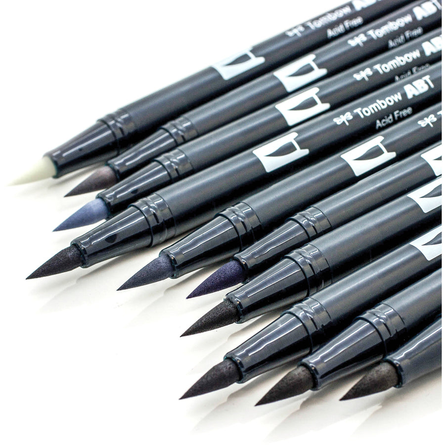 Tombow Dual Brush Art Pen 10-piece Set - Grayscale Colours - 56171
