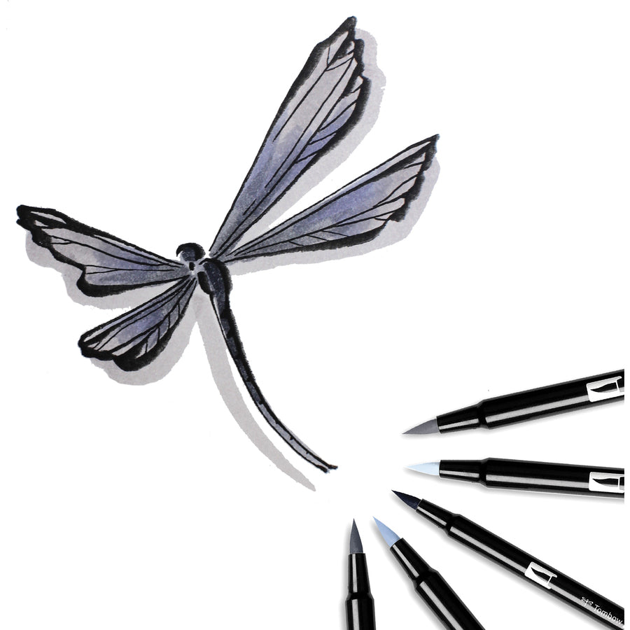 Tombow Dual Brush Art Pen 10-piece Set - Grayscale Colours - 56171