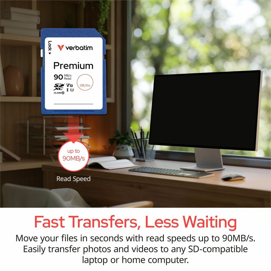 Verbatim 128GB Premium SDXC Memory Card, UHS-I V10 U1 Class 10 - 44025