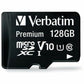 Verbatim 128GB Premium microSDXC Memory Card with Adapter, UHS-I Class 10