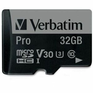 Verbatim 32GB Pro 600X microSDHC Memory Card with Adapter, UHS-I V30 U3 Class 10