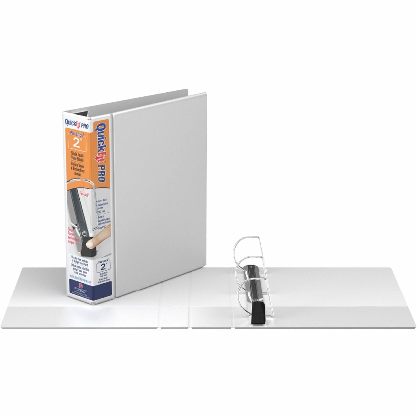 QuickFit PRO Heavy-Duty Single-Touch View Binder, Locking D Rings, 2 Inch, White