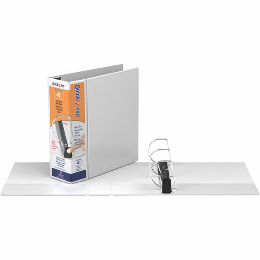 QuickFit PRO Heavy-Duty Single-Touch View Binder, Locking D Rings, 4 Inch, White
