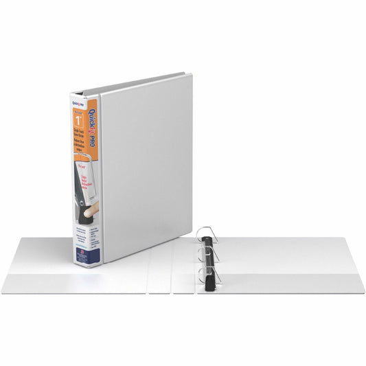 QuickFit PRO Heavy-Duty Single-Touch View Binder, Locking D Rings, 1 Inch, White