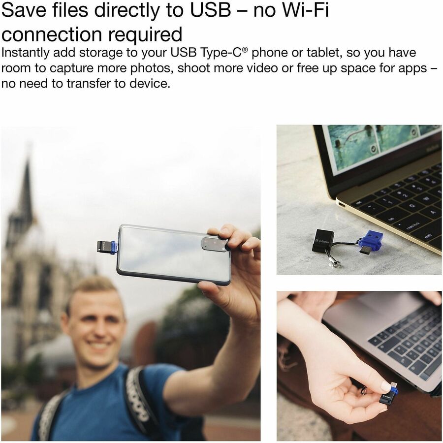 Verbatim 64GB Store 'n' Go Dual USB 3.2 Gen 1 Flash Drive for USB-C Devices - Blue - 99155