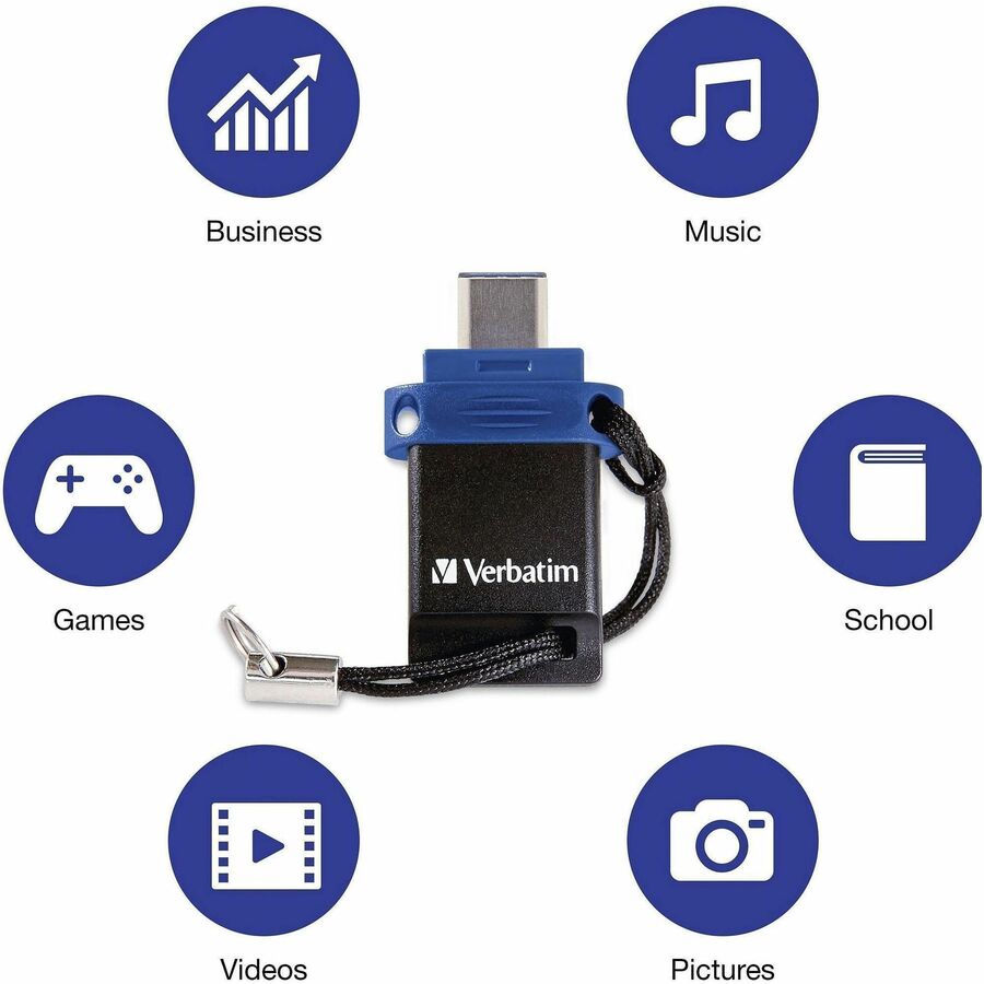 Verbatim 32GB Store 'n' Go Dual USB 3.2 Gen 1 Flash Drive for USB-C™ Devices - Blue - 99154