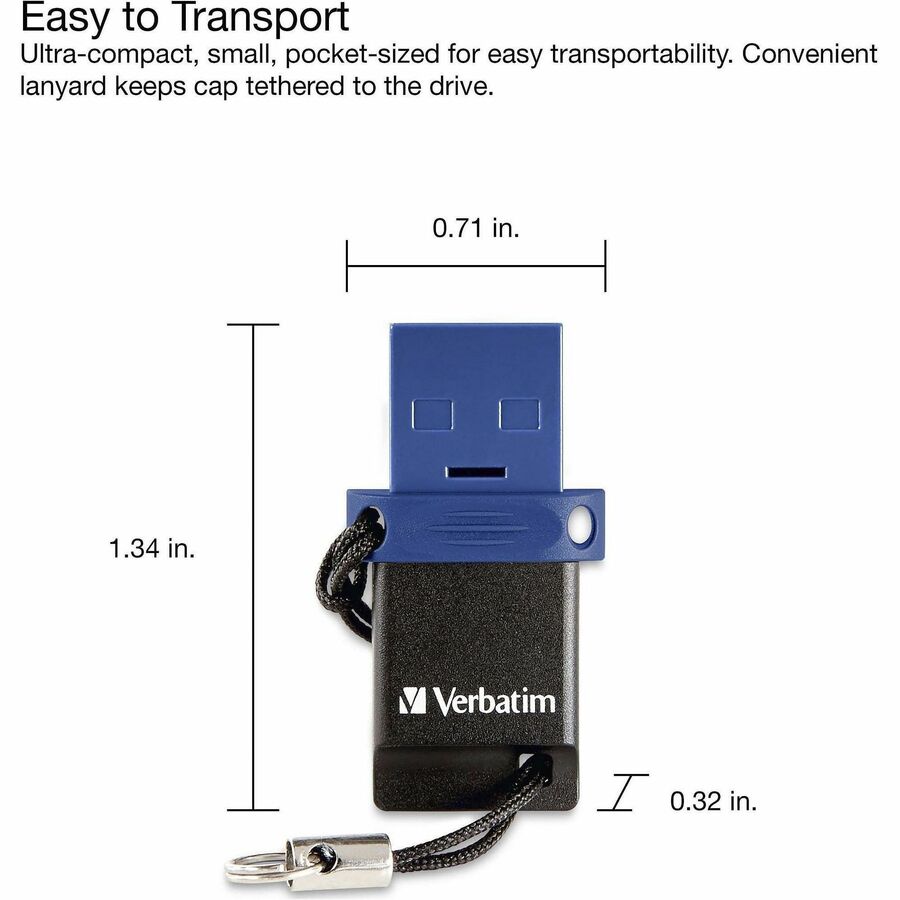Verbatim 32GB Store 'n' Go Dual USB 3.2 Gen 1 Flash Drive for USB-C™ Devices - Blue - 99154