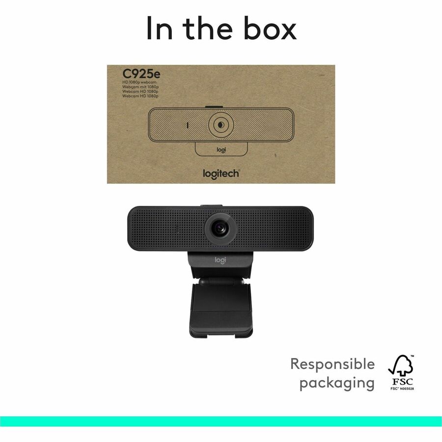 Logitech C925e Webcam - 30 fps - Black - USB 2.0 - 1 Each - 960-001075