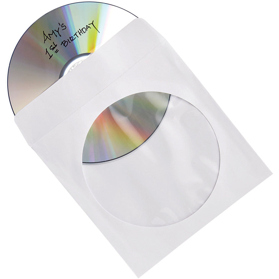Verbatim CD/DVD Paper Sleeves with Clear Window - 100pk Box - 49976