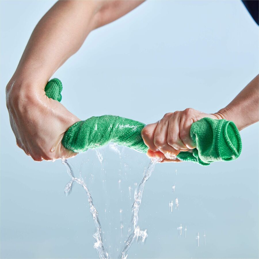 Rubbermaid Commercial HYGEN r-40 Recycled Microfiber Cloths, 16"x16" , Green - 1820578