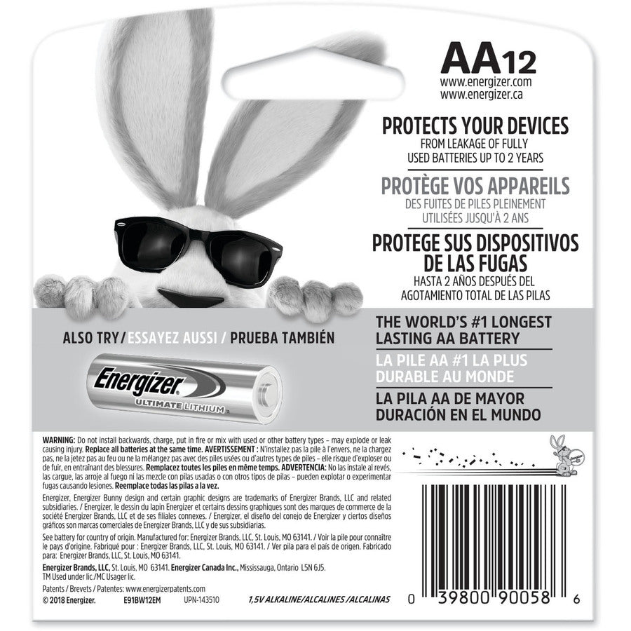 Energizer MAX Alkaline AA Batteries - E91BW-12EM