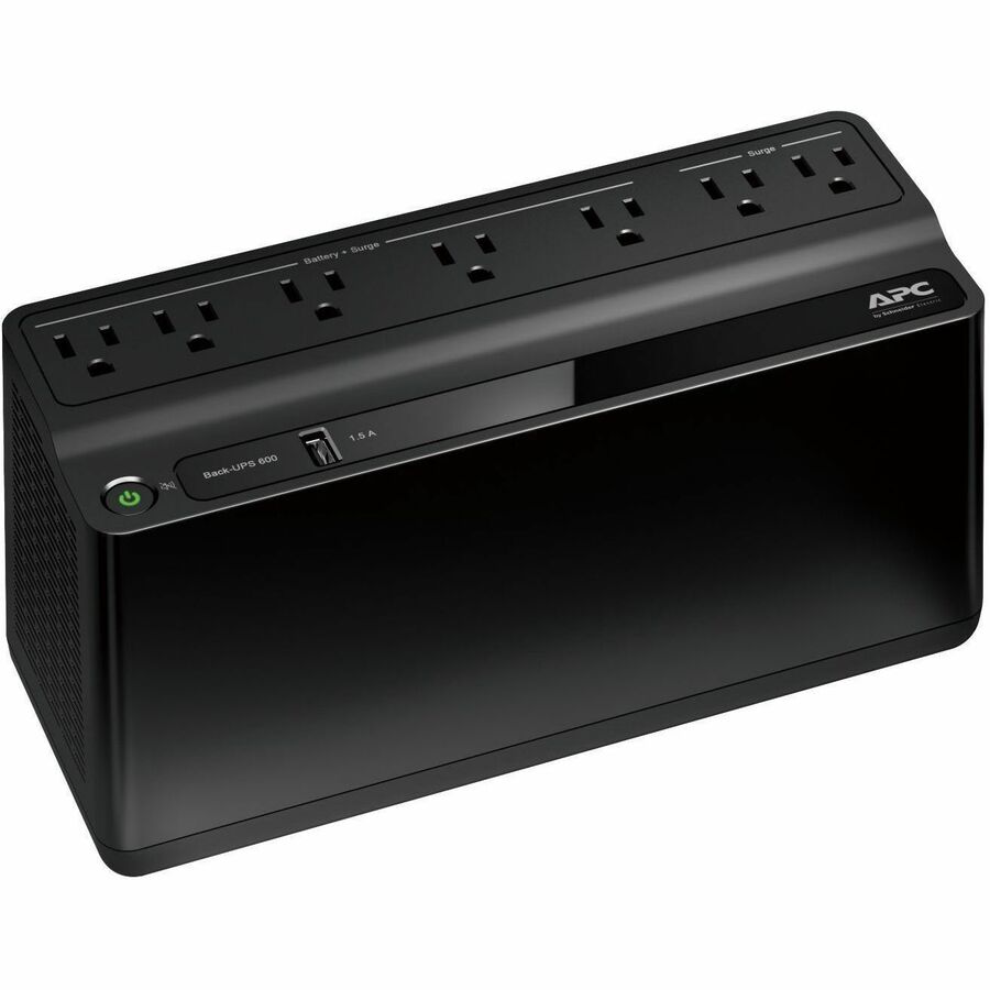APC Back-UPS 600VA, 120V, 1 USB charging port, 7 NEMA outlets (2 surge) - BE600M1