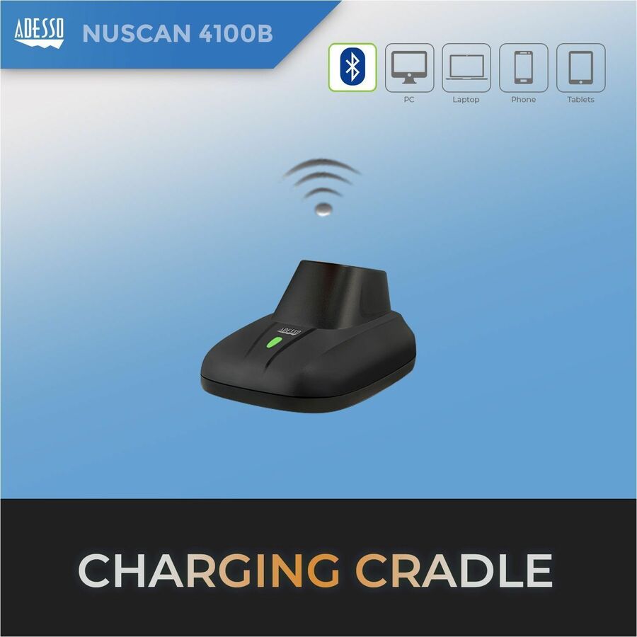 Adesso NuScan 4100B Bluetooth Antimicrobial Waterproof CCD Barcode Scanner - NUSCAN 4100B