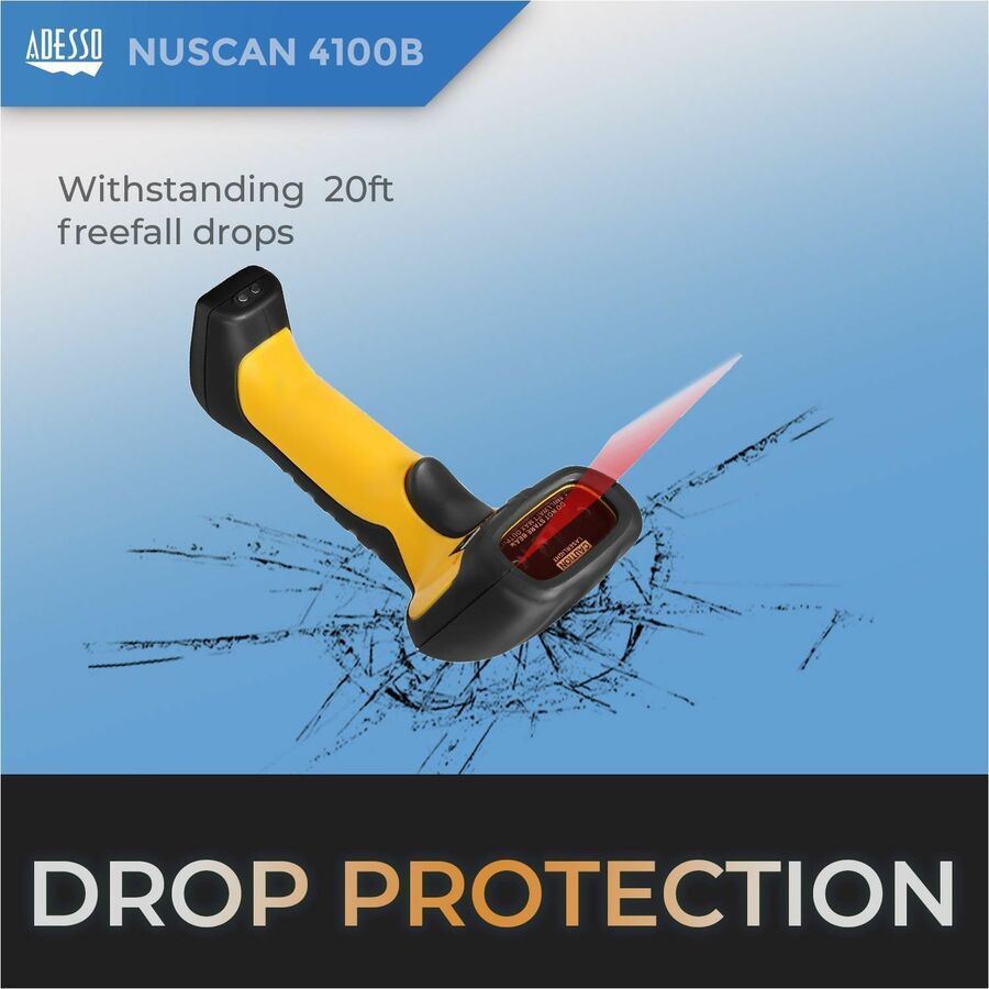 Adesso NuScan 4100B Bluetooth Antimicrobial Waterproof CCD Barcode Scanner - NUSCAN 4100B