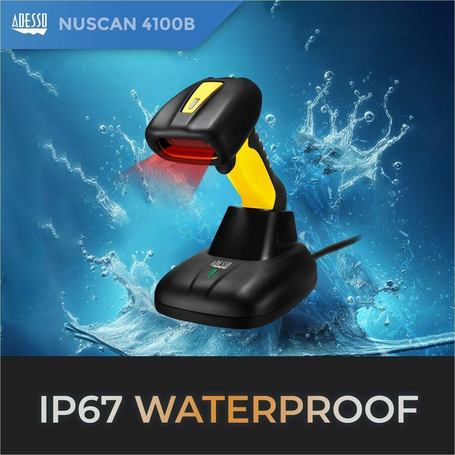 Adesso NuScan 4100B Bluetooth Antimicrobial Waterproof CCD Barcode Scanner - NUSCAN 4100B