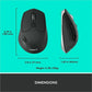 Logitech M720 Triathlon Multi-Device Wireless Mouse, Bluetooth, USB Unifying Receiver, 1000 DPI, 8 Buttons, 2-Year Battery, Compatible with Laptop, PC, Mac, iPadOS - Black - 910-004790