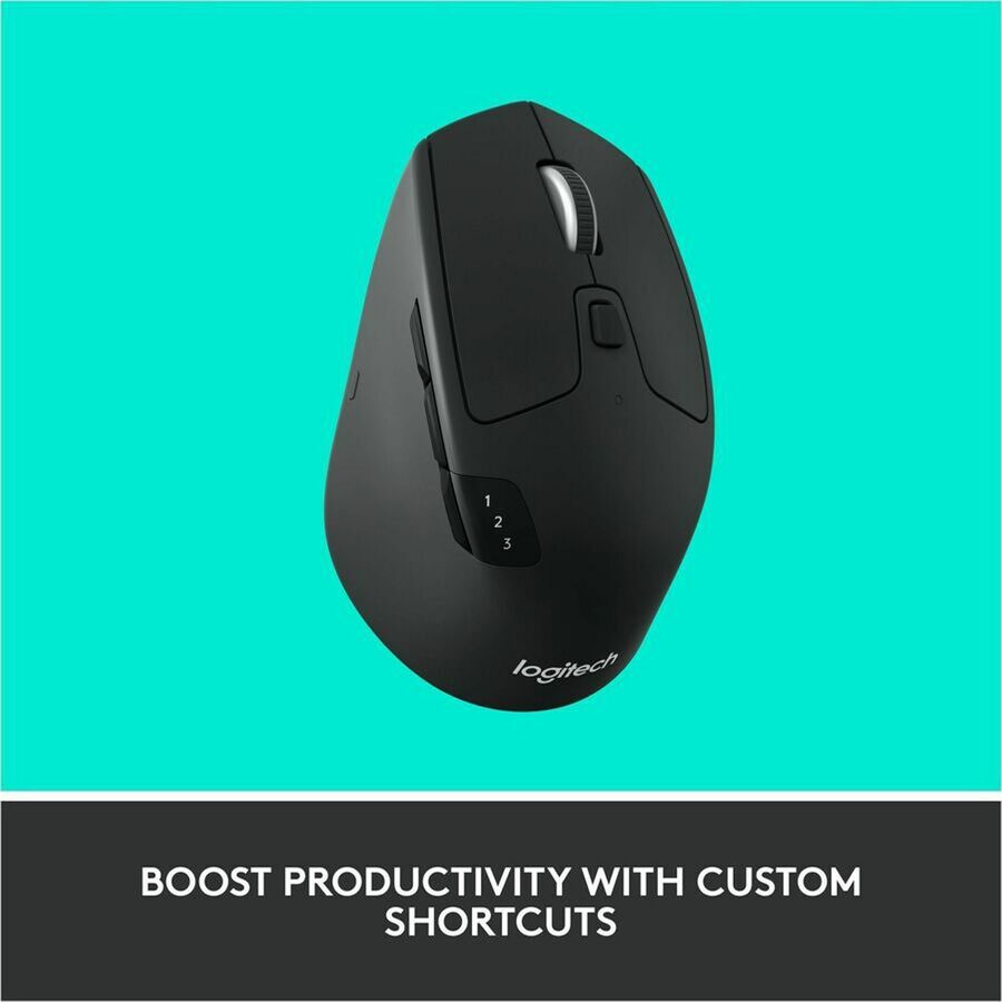 Logitech M720 Triathlon Multi-Device Wireless Mouse, Bluetooth, USB Unifying Receiver, 1000 DPI, 8 Buttons, 2-Year Battery, Compatible with Laptop, PC, Mac, iPadOS - Black - 910-004790