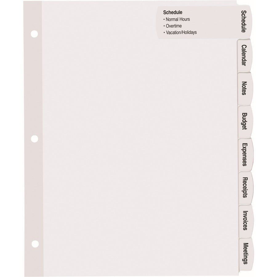 Avery&reg; Big Tab Printable Large White Dividers with Easy Peel, 8 Tabs - 14441