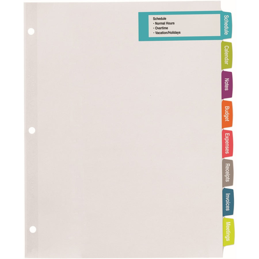 Avery&reg; Big Tab Printable Large White Dividers with Easy Peel, 8 Tabs - 14441