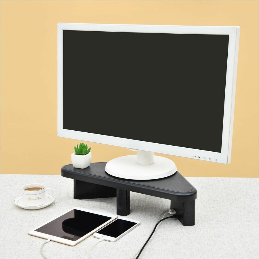 DAC&reg; Stax MP-214 Height-Adjustable Corner Monitor/Laptop Stand with 2-USB Ports, Black - 02153