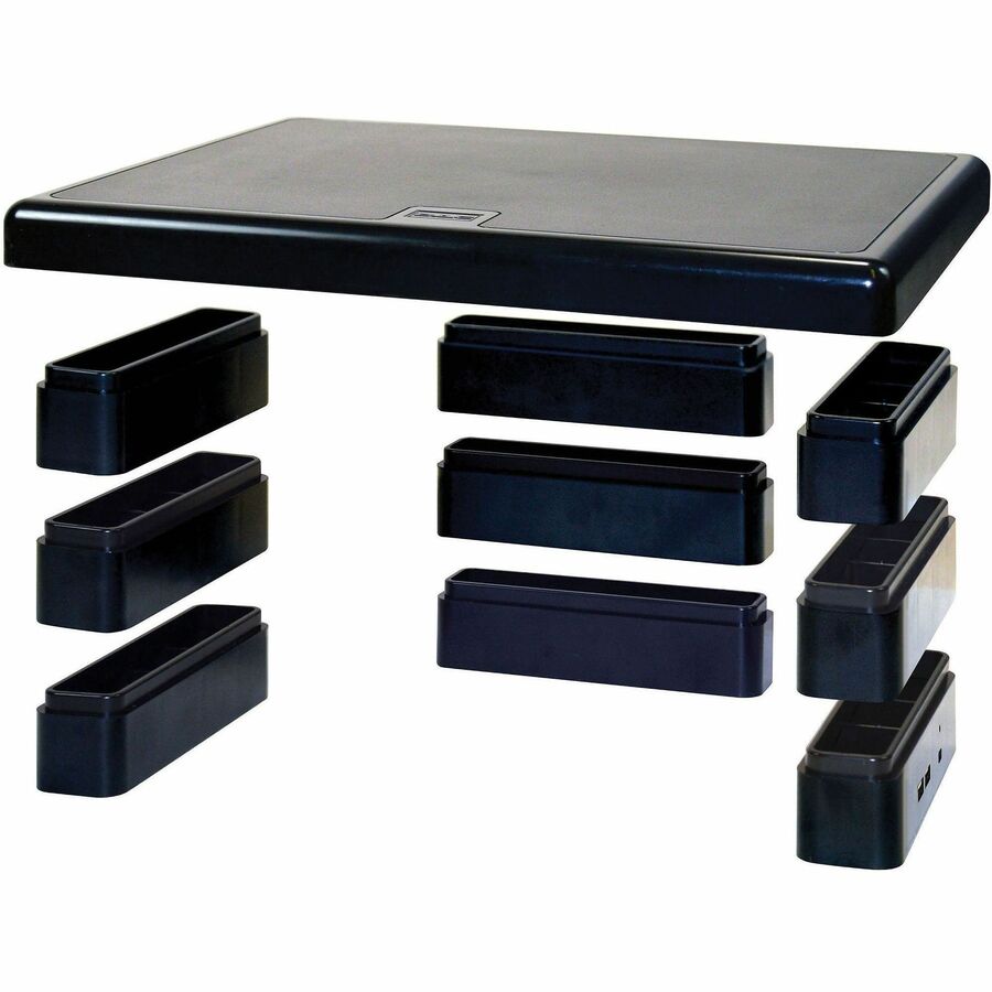 DAC&reg; Stax MP-213 Height-Adjustable Monitor/Laptop Stand with 2-USB Ports, Black - 02159