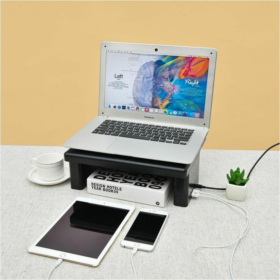 DAC&reg; Stax MP-213 Height-Adjustable Monitor/Laptop Stand with 2-USB Ports, Black - 02159