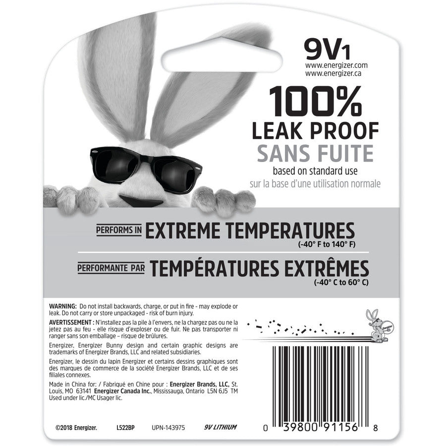 Energizer Ultimate Lithium 9-Volt Battery - L522BP