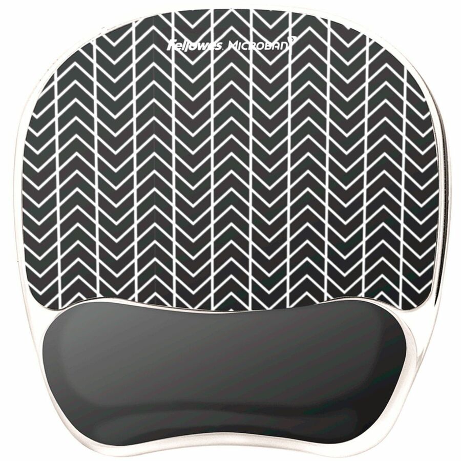 Fellowes Photo Gel Mouse Pad Wrist Rest with Microban&reg; - Black Chevron - 9549901