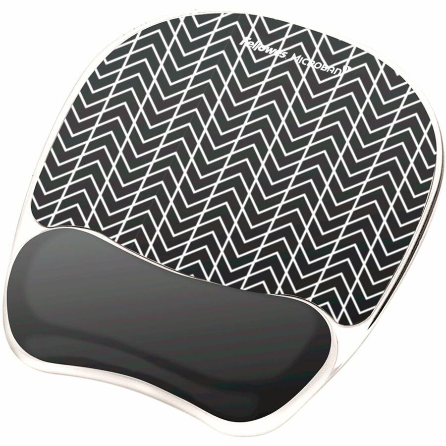Fellowes Photo Gel Mouse Pad Wrist Rest with Microban&reg; - Black Chevron - 9549901