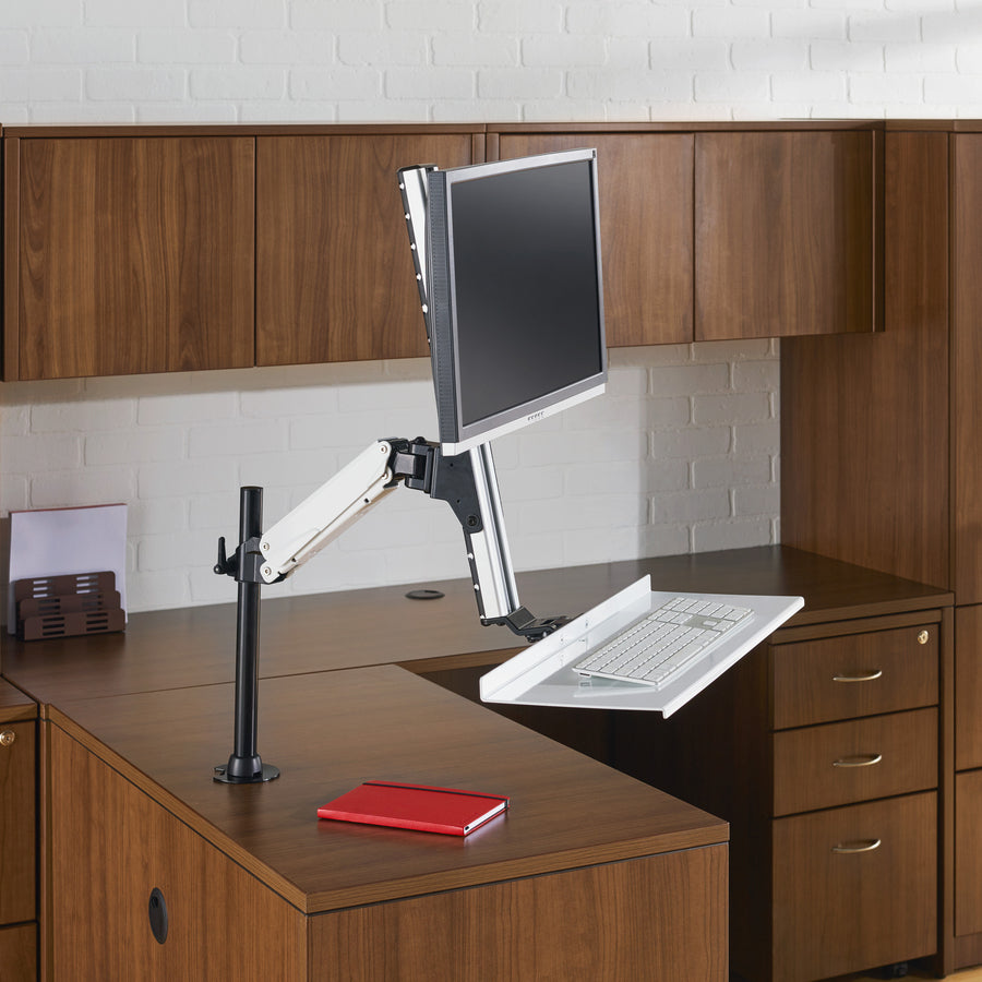 Lorell Mounting Arm for Monitor, Keyboard, Mouse, Computer - Black, Silver - 99761