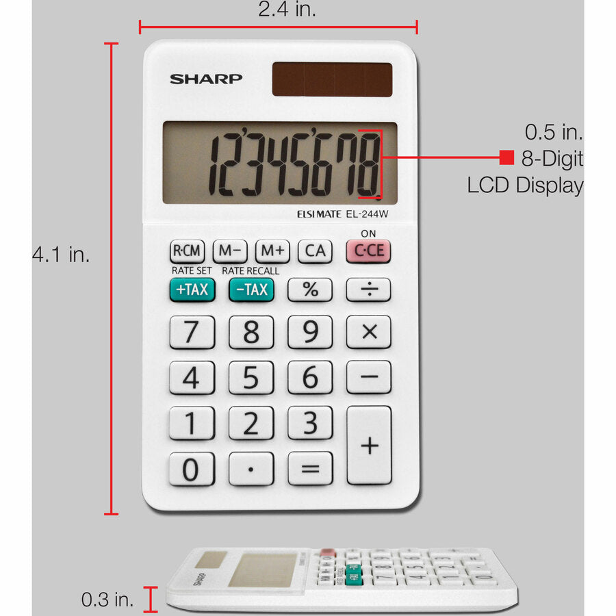 Sharp Calculators EL-244WB 8-Digit Professional Pocket Calculator - EL244WB